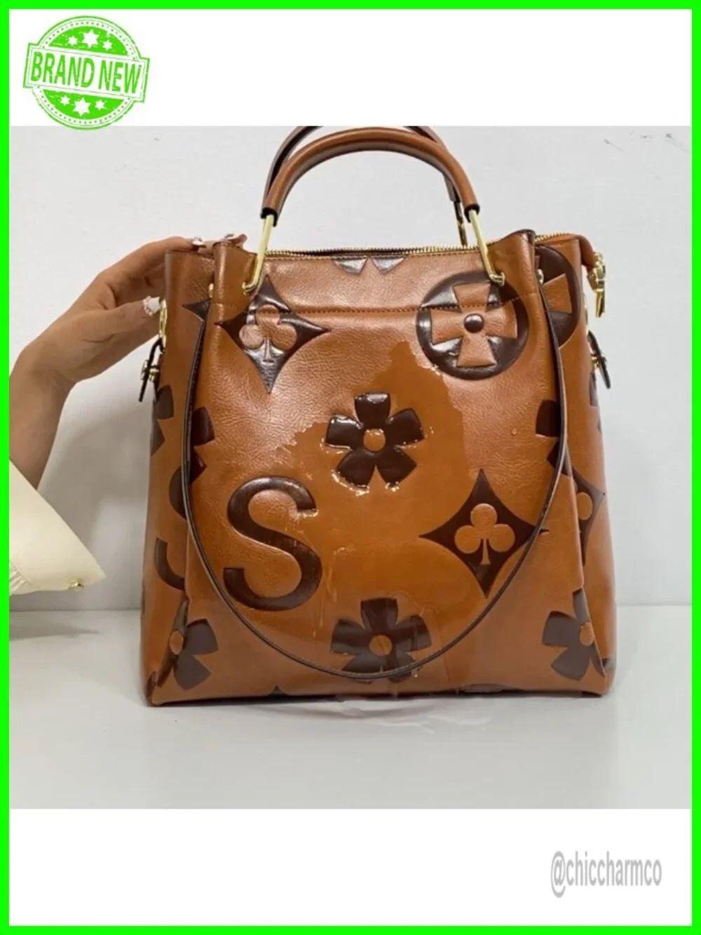 Floral Embossed Vegan Leather Top Handle Satchel Handbag Set Bucket Tote